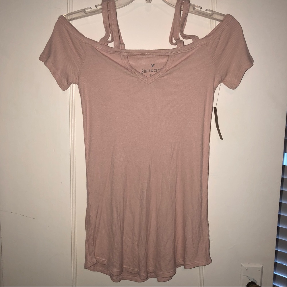 American eagle ribbed peek a boo shoulder tank